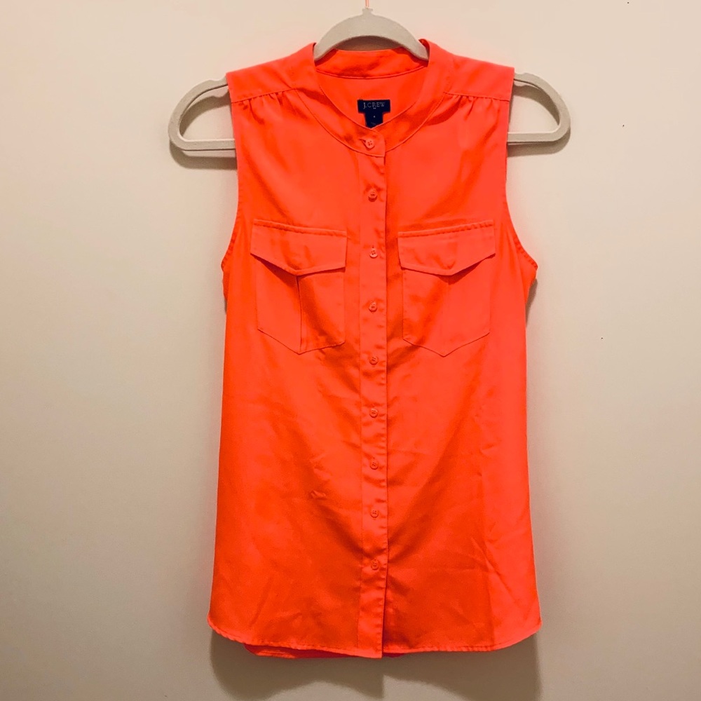 J. Crew Neon Orange Sleeveless Top